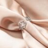 Lotus Flower and Lotus Leaf Ring Silver plated