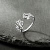 Lotus Flower and Lotus Leaf Ring Silver plated