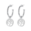 Half Hoop Earrings with Dangling Tree of Life, Diameter 20mm