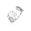 Lotus Flower and Lotus Leaf Ring Silver plated