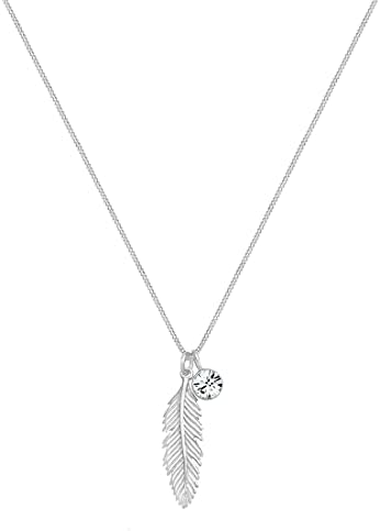 Feather Crystal in 925 Sterling Silver necklace 45cm