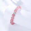 8mm Strawberry Quartz Bracelet with Sterling Silver Heart Charm