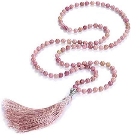 108 Mala Prayer Beads Wrap Bracelet Natural Rhodochrosite Gemstone