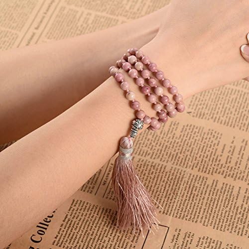 108 Mala Prayer Beads Wrap Bracelet Natural Rhodochrosite Gemstone