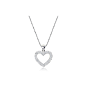 Sterling Silver Heart Necklace 18" Curb Chain