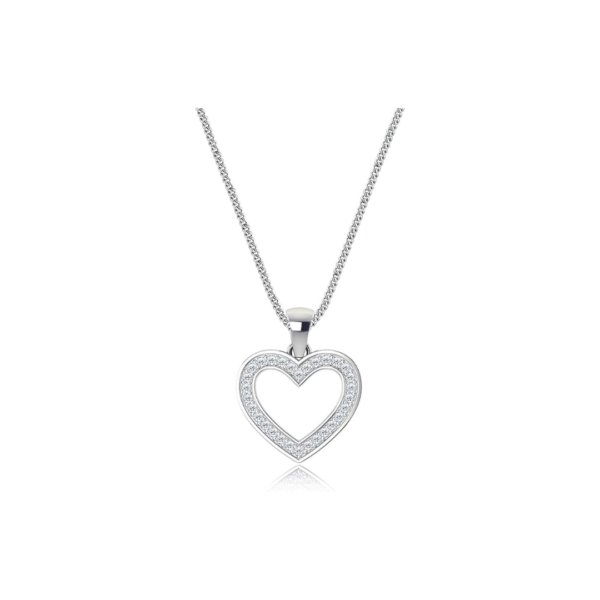 Sterling Silver Heart Necklace 18" Curb Chain